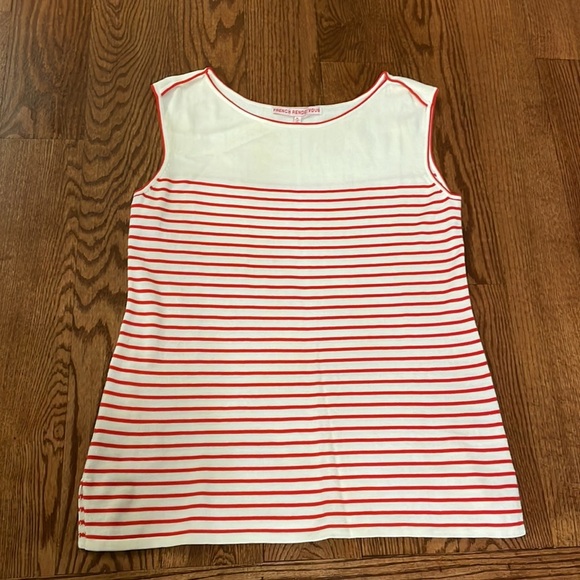 FRENCH RENDEZ VOUS women’s red striped knit top lightweight sleeveless sz XL - Picture 9 of 9